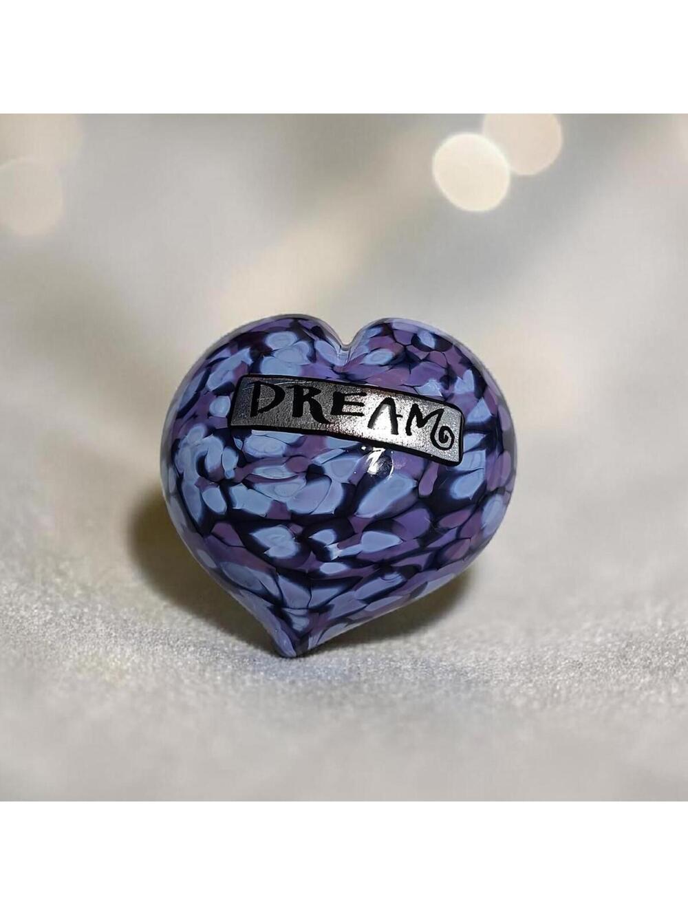 Mad Art 2008 Signed Paperweight Purple Mosaic Glass Heart – Handmade Art Piece